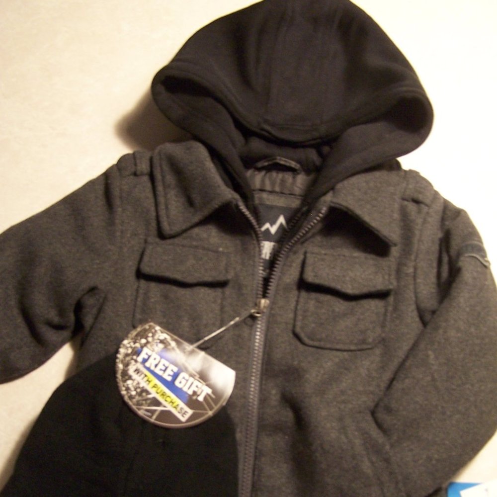 2T GRAY EXTREME OUTFITTERS INSULATED TODDLER JACKET COAT W/ HOOD 100% POLYESTER